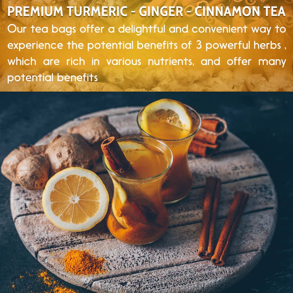 Turmeric, Ginger, Cinnamon Tea, Tea Bags, 100% Natural